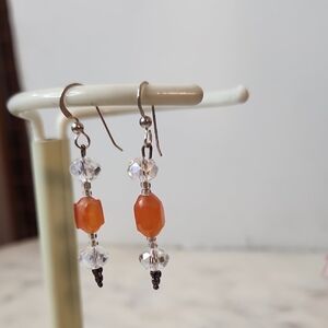 .925 Silver | Carnelian | Crystal | Dangel Earrings | 🔥